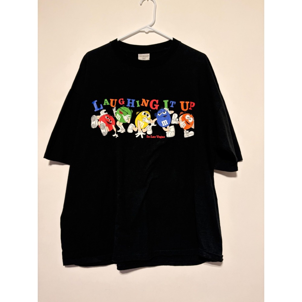 Vintage M&M's Shirt Mens XL Black Laughing It Up Las Vegas Candy Graphic 90s USA